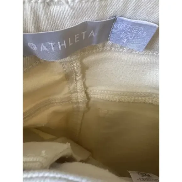 Athleta Sculpek Flex Straight Leg Ankle Jean High Rise Bone Yellow Cream Size 4 - Picture 6 of 15